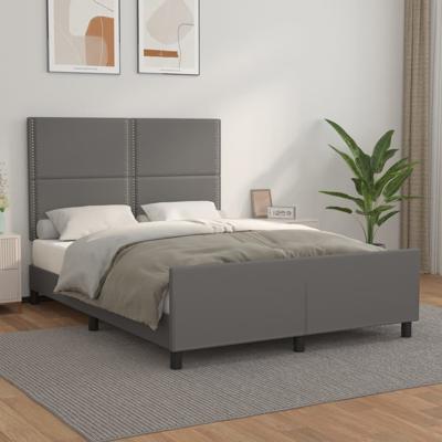 Bedframe met hoofdbord kunstleer grijs 140x200 cm