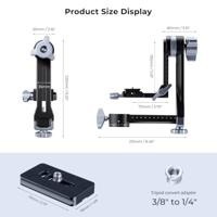 K&F Concept heavy duty gimbal head schommelkop met Arca Swiss quick release plate - thumbnail