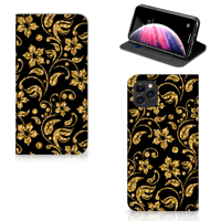 Apple iPhone 11 Pro Max Smart Cover Gouden Bloemen - thumbnail