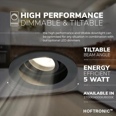 Set van 3 Laredo LED inbouwspots - GU10 4 Watt 345 Lumen - 4000K neutraal wit - Dimbaar - verzonken - Rond - Kantelbaar - IP20 Voor binnen - Zwart Set van 3 Laredo LED inbouwspots - GU10 4 Watt 345 Lumen - 4000K neutraal wit - Dimbaar - verzonken - Rond - Kantelbaar - IP20 Voor binnen - Zwart