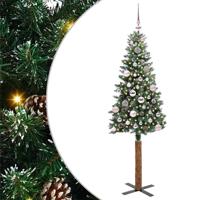 VidaXL Slanke kerstboom groen 150 cm pvc en massief dennenhout - thumbnail