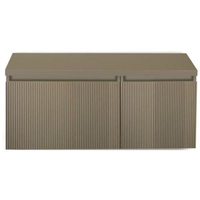 Frozen 3D Badmeubelset 100 cm - Greeplijst in Kleur - Wastafel Onderkast met Bovenblad Olive