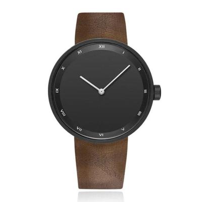 LGT JWLS Herenhorloge met Bruine Leren Band, Zwart Wijzerplaat en Zwarte Behuizing