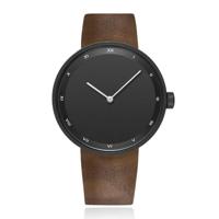 LGT JWLS Herenhorloge met Bruine Leren Band, Zwart Wijzerplaat en Zwarte Behuizing - thumbnail