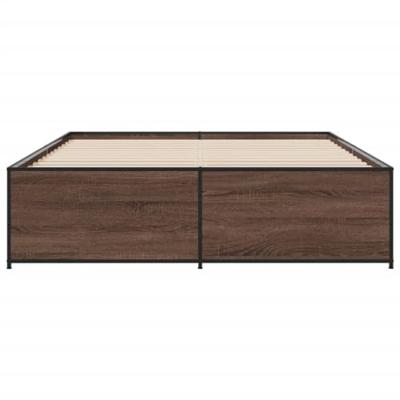 Bedframe bewerkt hout metaal bruin eikenkleur 140x200 cm