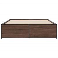 Bedframe bewerkt hout metaal bruin eikenkleur 140x200 cm - thumbnail