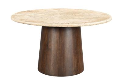 Sohome Ronde Eettafel 'Bailey' Mangohout en travertin, 130cm