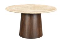 Sohome Ronde Eettafel 'Bailey' Mangohout en travertin, 130cm - thumbnail