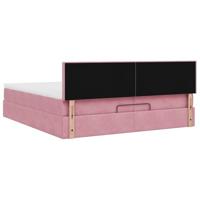 Ottoman bed met matras 200x200 cm fluweel roze - thumbnail