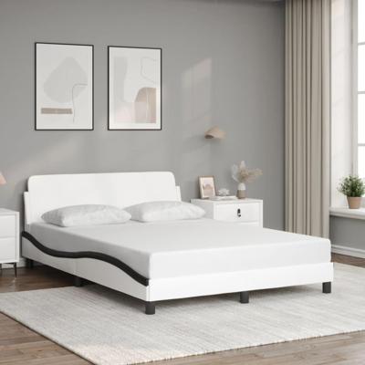 Bedframe "Dover" kunstleer wit en zwart 140x190 cm Bedframe "Dover" kunstleer wit en zwart 140x190 cm