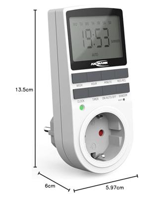 Ansmann 1260-0006 Schakelklok programmeerpakket Digitaal Dagprogramma, Weekprogramma 3680 W IP20 Continubedrijf, AAN/AUTO/UIT-programma, Programmeerfunctie,
