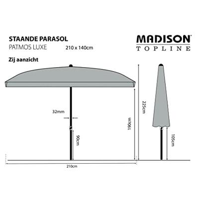 Grote Parasol Patmos 210x140 cm Sage Groen van Madison