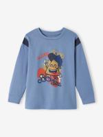 T-shirt met mascotte graffitimotief jongens chambrayblauw - thumbnail