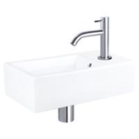 Fonteinset Differnz Force Keramiek 40x22x11.5 cm Wit Met Gebogen Kraan Chroom Differnz - thumbnail