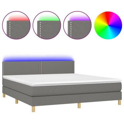 Boxspring met matras en LED stof donkergrijs 180x200 cm