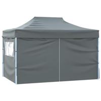 Partytent met 4 zijwanden inklapbaar 3x4 m staal antraciet - thumbnail