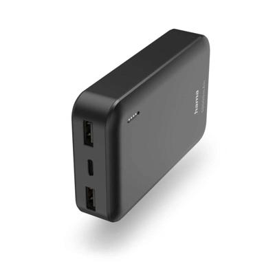 Hama Pocket 10 Power Pack 10000 mAh Outputs 2x USB-A Powerbank Grijs