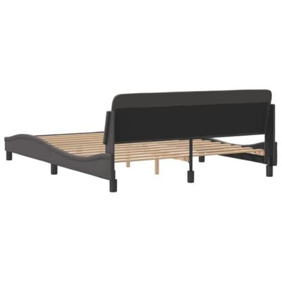 Bedframe met hoofdbord kunstleer grijs 160x200 cm