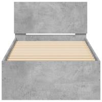 Bedframe met hoofdbord en LED-verlichting betongrijs 75x190 cm - thumbnail