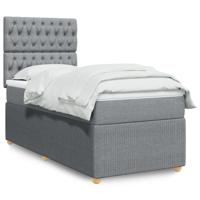 Boxspring met matras stof lichtgrijs 100x200 cm - thumbnail