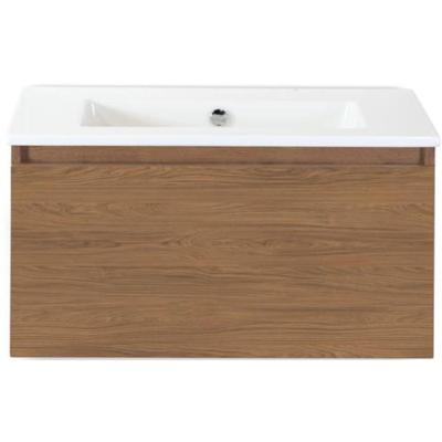 Frozen Badmeubelset 80 cm - Greeplijst in Kleur - Honey - Keramische Wastafel Wit Zonder Kraangat