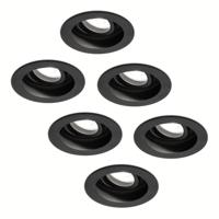 Set van 6 Laredo LED inbouwspots - GU10 4 Watt 345 Lumen - 6500K daglicht wit - Dimbaar - verzonken - Rond - Kantelbaar - IP20 Voor binnen - Zwart - thumbnail