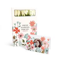 Brievenbusbloemen met persoonlijke kaart - Witte rozen - thumbnail