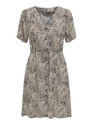 Only Onlevida S/s Short Dress Wvn Noos Zomerjurkjes Pumice Stone Alma Heart Leo