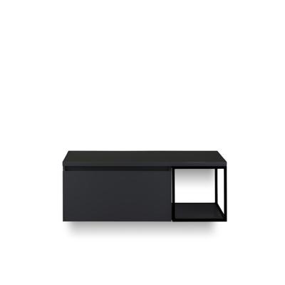 Frozen Badmeubelset 120 cm - Greeplijst in kleur - Zwart Frame - Wastafel Bovenblad Zwart Mat