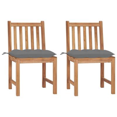 Tuinstoelen 2 st met kussens massief teakhout