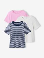 Set van 3 geribbelde t-shirt ecru - thumbnail