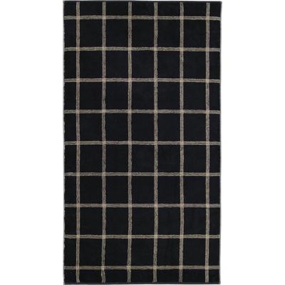Cawö Cawö Two-Tone Karo Handdoek schwarz 50/100