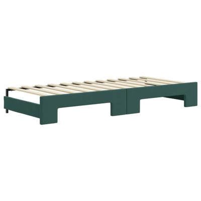 Slaapbank onderschuifbed matrassen 90x200cm fluweel donkergroen