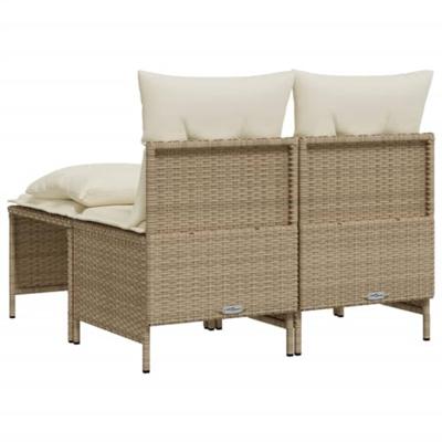 4-delige Loungeset met kussens poly rattan beige