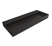 Wastafel Plieger Kansas Zonder Kraangat 120x46,6 cm met Overloop Mat Zwart - thumbnail