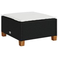 5-delige Loungeset met kussens poly rattan zwart - thumbnail