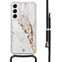 Samsung Galaxy S22 hoesje met koord - Marmer goud - thumbnail
