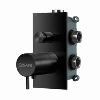 Inbouwkraan Qisani Flow Thermostatisch 2-weg Vierkant Geborsteld Mat Zwart - thumbnail