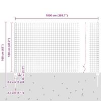 VidaXL Hek met paal zilver 1,2 x 10 m staal - thumbnail