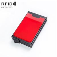 RFID Aluminiumlegering Anti-Degaussing Coin-kaarthouder (zwart rood) - thumbnail