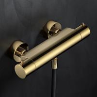 Hotbath Cobber - Douchemengkraan Thermostatisch - met Onderaansluiting - Geborsteld Messing Pvd - V01 - thumbnail