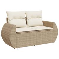 5-delige Loungeset met kussens poly rattan beige - thumbnail