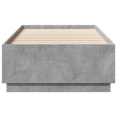 Bedframe met LED-verlichting bewerkt hout betongrijs 100x200 cm