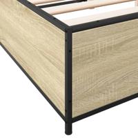 Bedframe bewerkt hout metaal sonoma eikenkleurig 150x200 cm - thumbnail