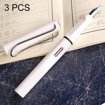 3 PC's School Office Extra fijn Titanium legering Nib transparante zuiger fontein Pen(White) willekeurige levering (0.5mm/0.38mm Nib)