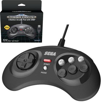 Retro-Bit - SEGA Mega Drive 8-Button USB Controller (Black)