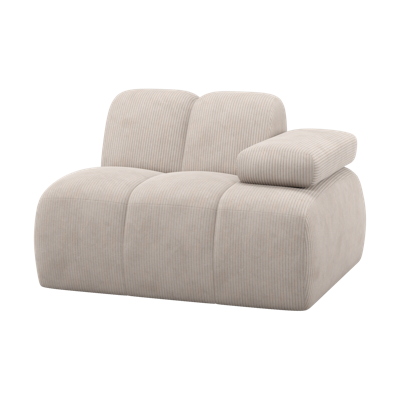Woood Mojo 1-zits bank arm rechts ribstof Ecru