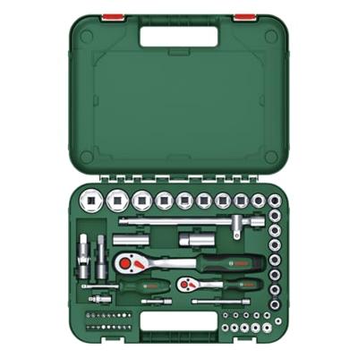 Bosch Groen 1/4" + 1/2" Ratchet set 56-piece (1/4" ratel, 1/2" ratel, 29x dop, 7x verlengstuk of adapters, 18x bit) - 1600A02Z9G - thumbnail