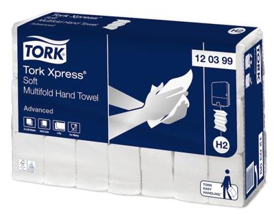 Tork Xpress Advanced handdoek 2-laags, systeem H2, wit, ft 34x21,2 cm, pak van 21 stuks