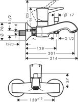 Hansgrohe metropol classic badkraan m omstel m koppelingen hoh=15 cm, chroom - thumbnail